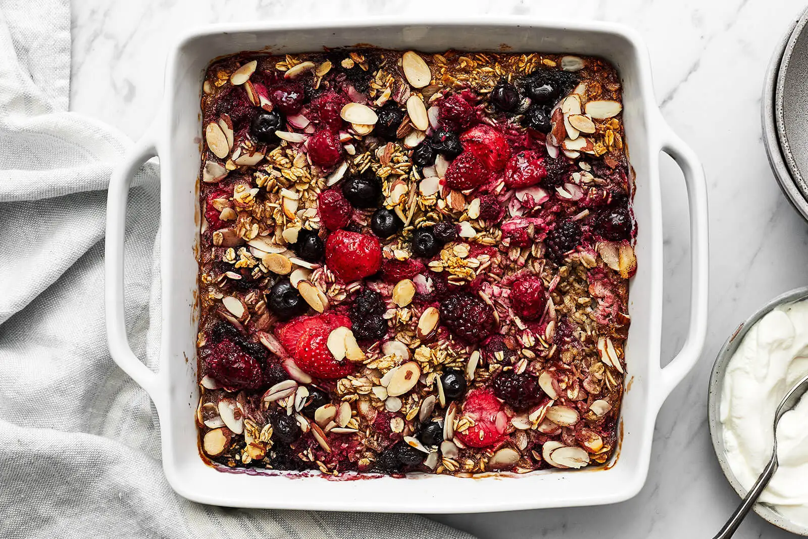 Breakfast of Baked Oatmeal with Summer Berries